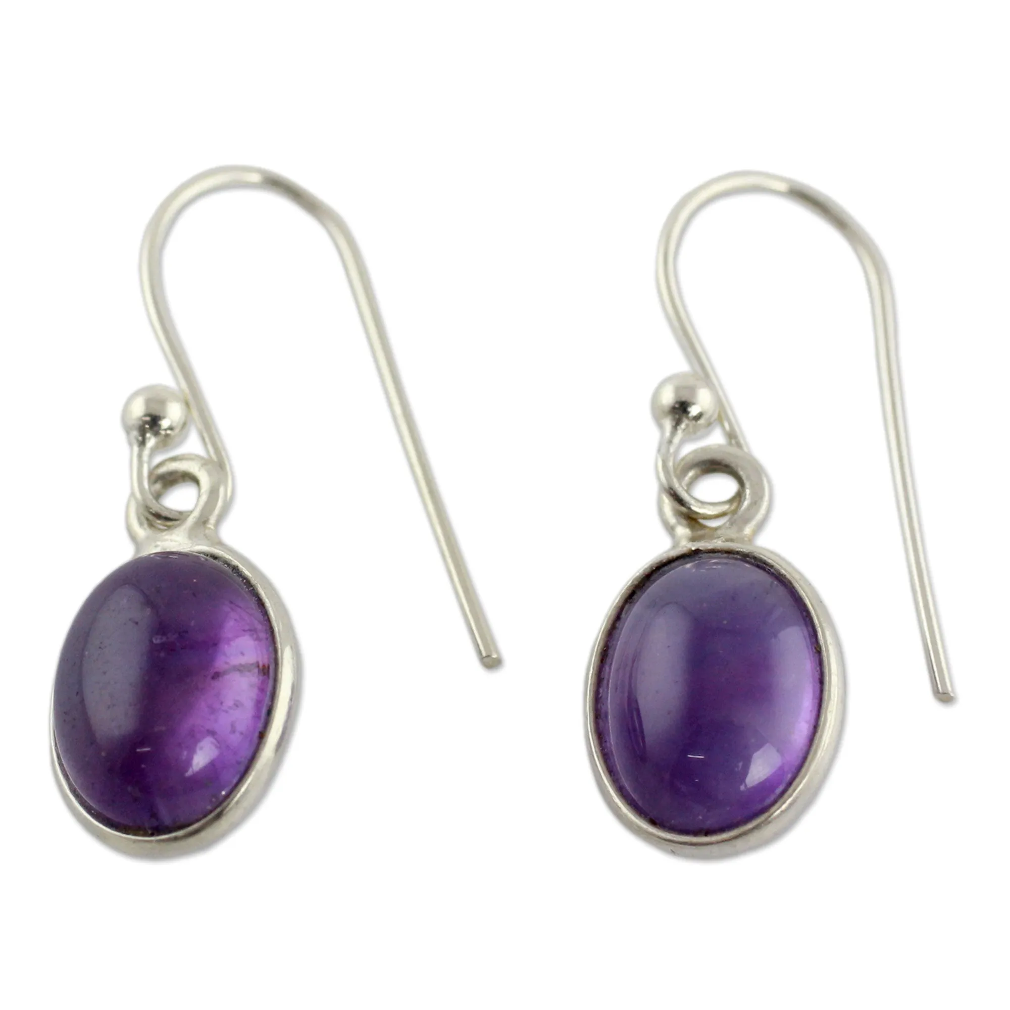 Luminous Lilac Silver and Amethyst Earrings Crafted in India