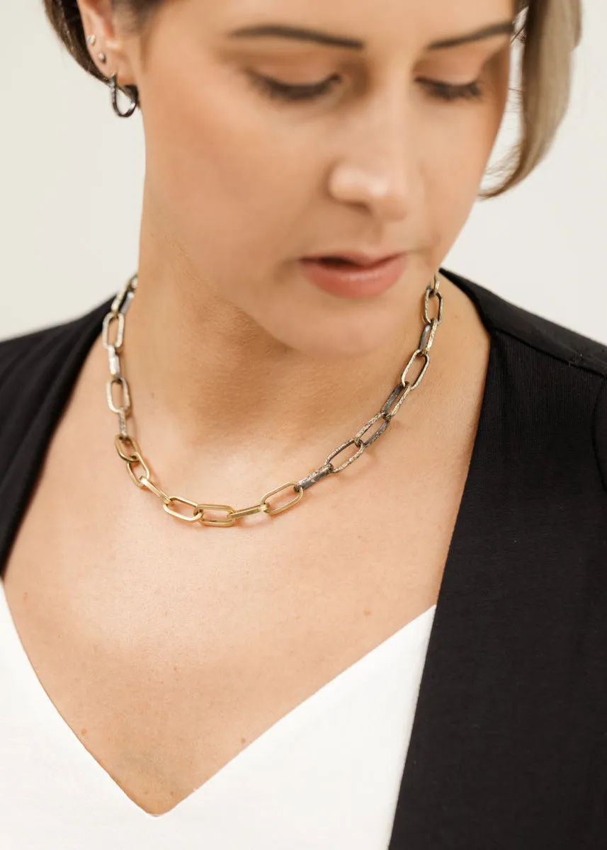 Lyrical Chain - 22ky, 18ky   Oxidized Silver