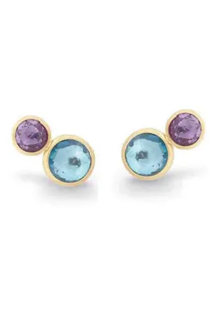 Marco Bicego Jaipur Earrings Yellow Gold, Blue Topaz & Amethyst (OB1518-MIX52)