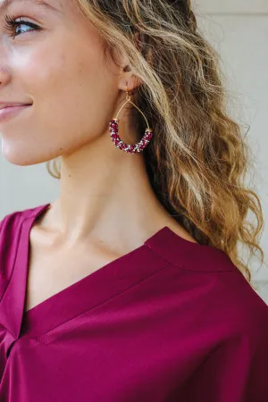 Maroon Crushed Crystal Teardrop 2" Earring