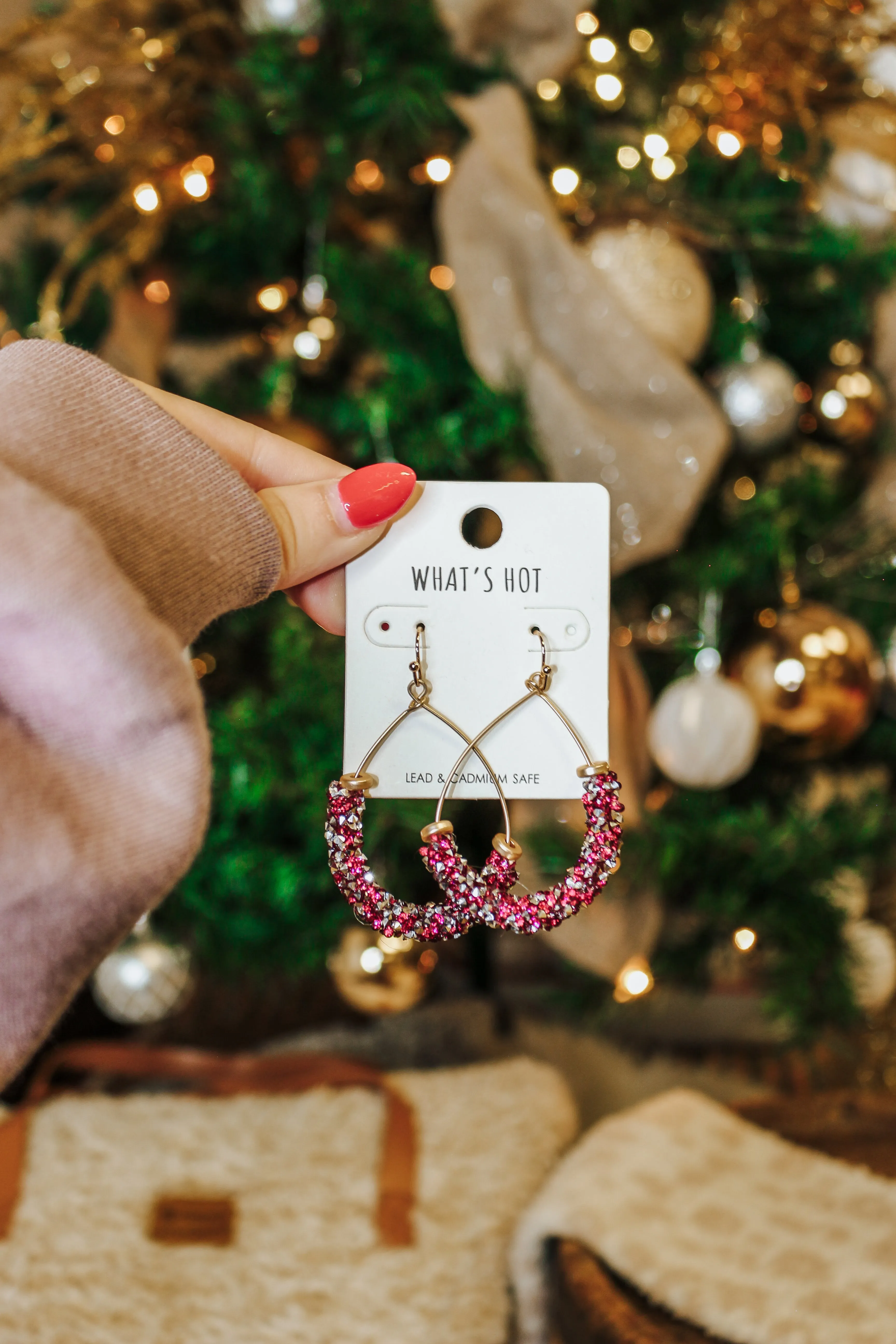 Maroon Crushed Crystal Teardrop 2" Earring