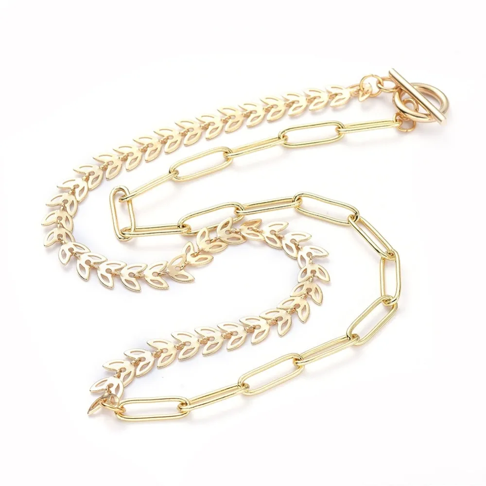 Mixed Chain Necklaces - Plated Brass - 17"