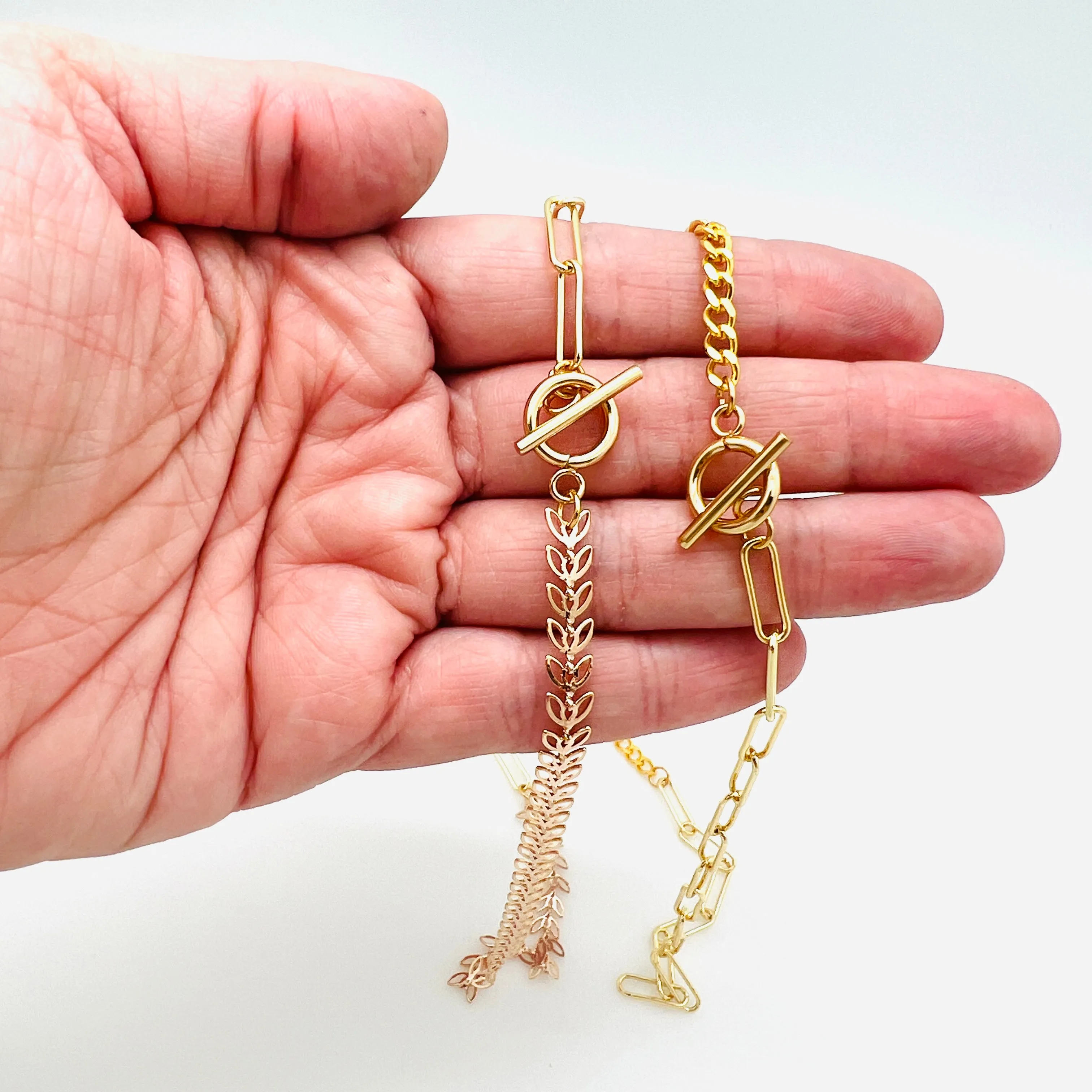 Mixed Chain Necklaces - Plated Brass - 17"