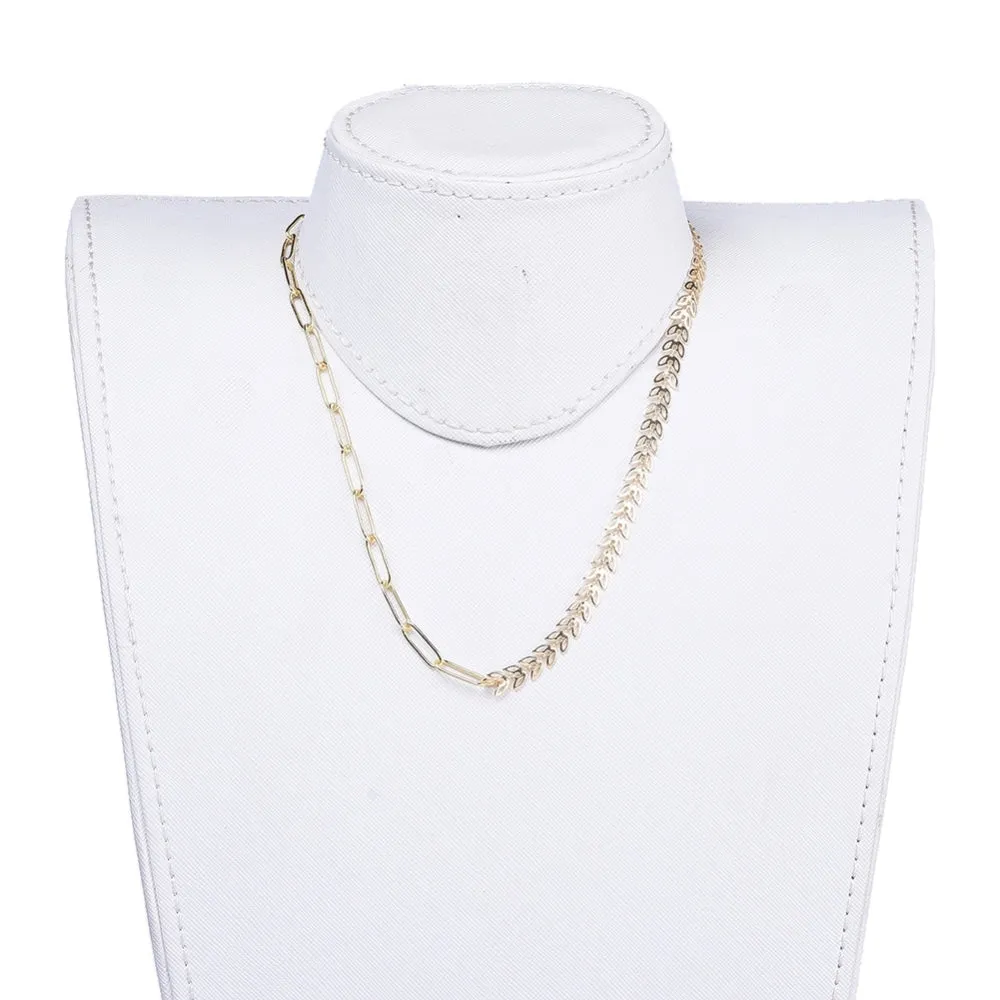 Mixed Chain Necklaces - Plated Brass - 17"