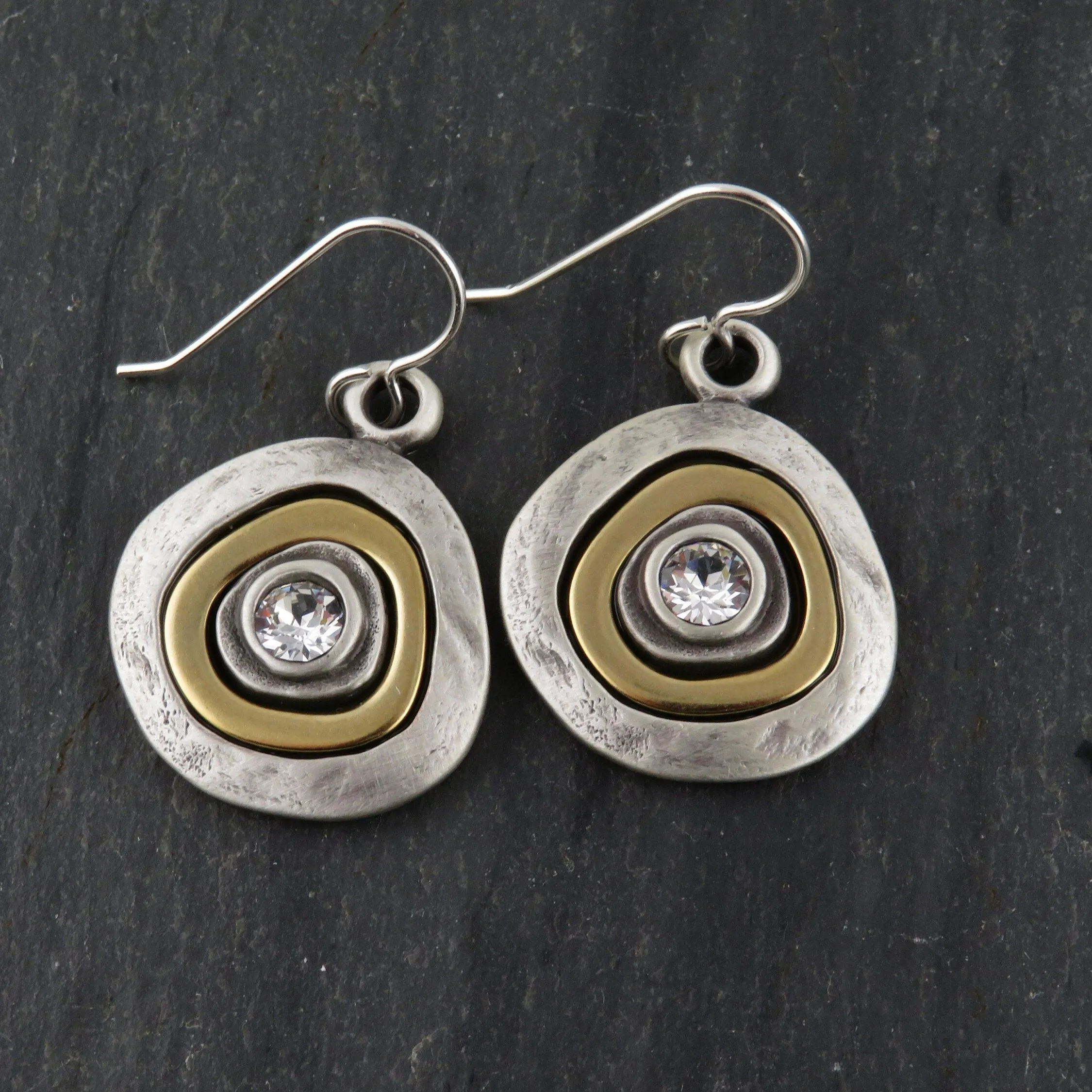 Mixed Metal Silver Medallion Earrings