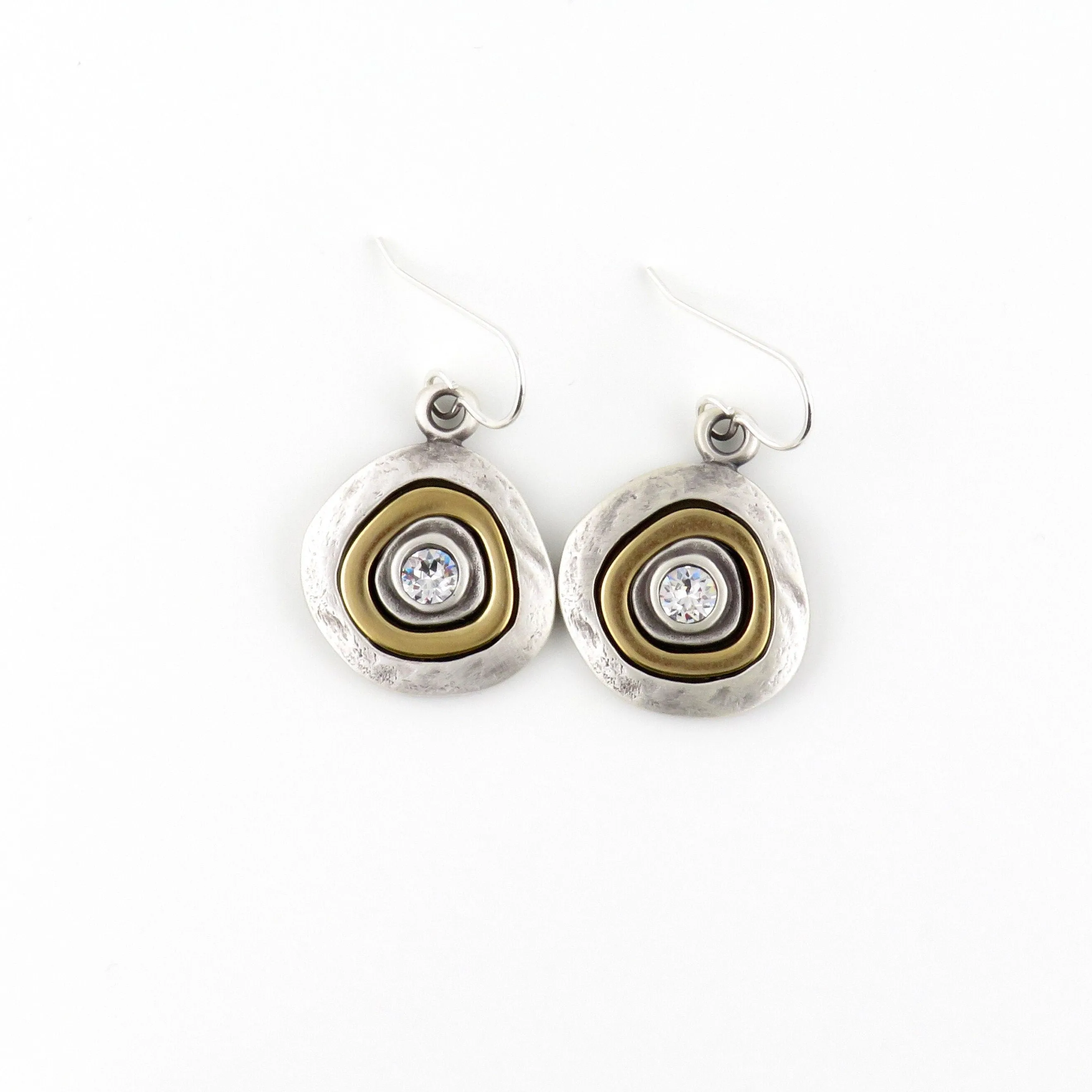 Mixed Metal Silver Medallion Earrings