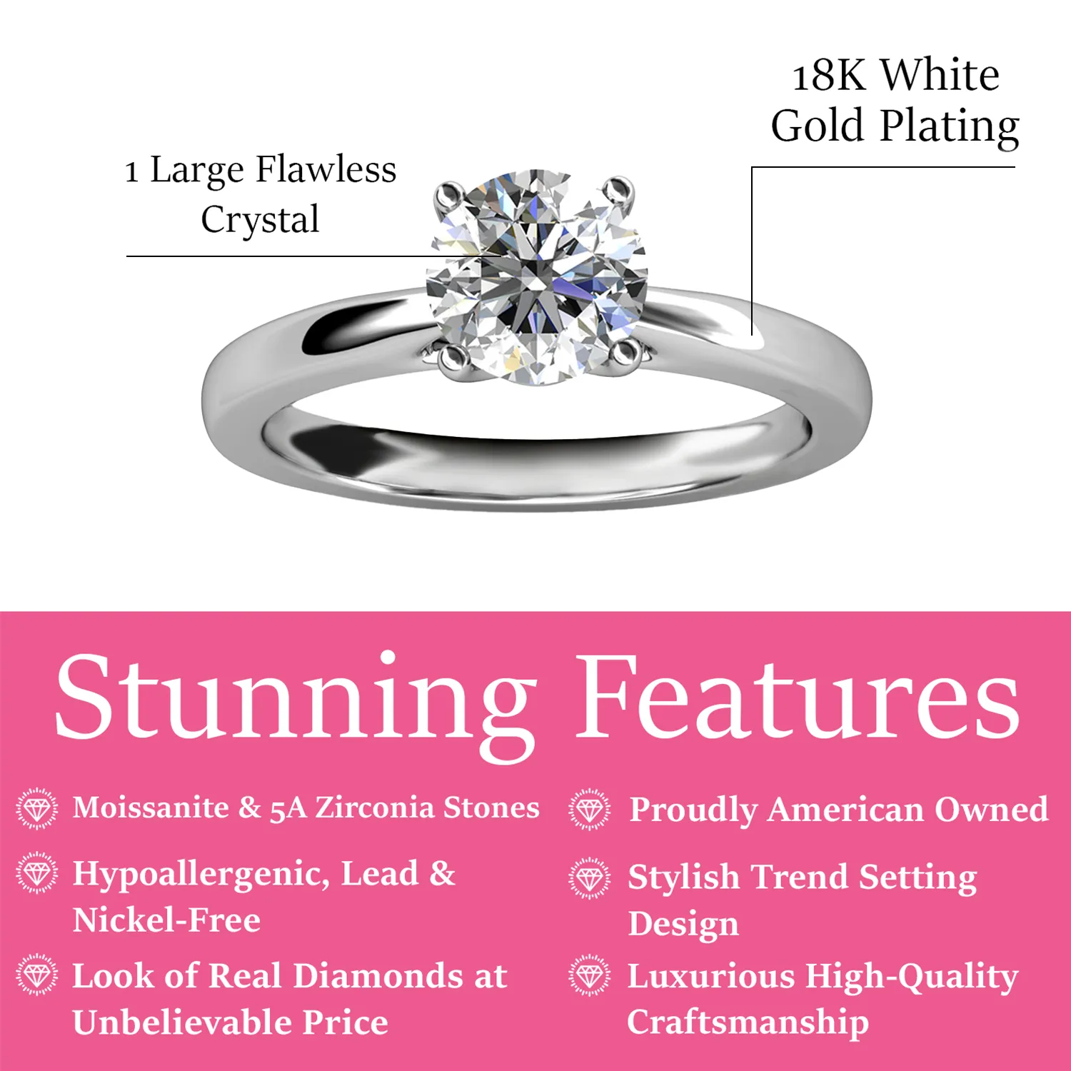 Moissanite by Cate & Chloe Abigail Sterling Silver Ring with Moissanite Crystals