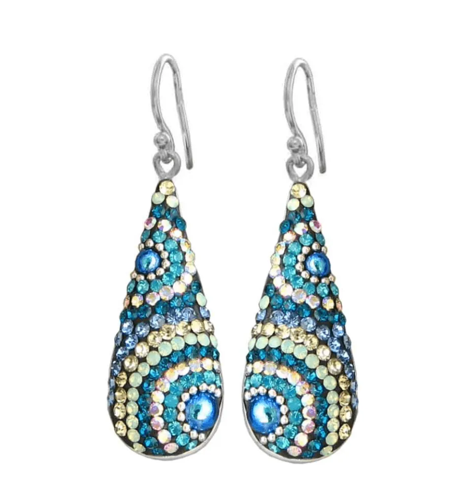 Mosaic Crystal Earrings, Elongated Teardrop, Large