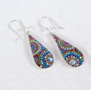 Mosaic Crystal Earrings, Elongated Teardrop, Large