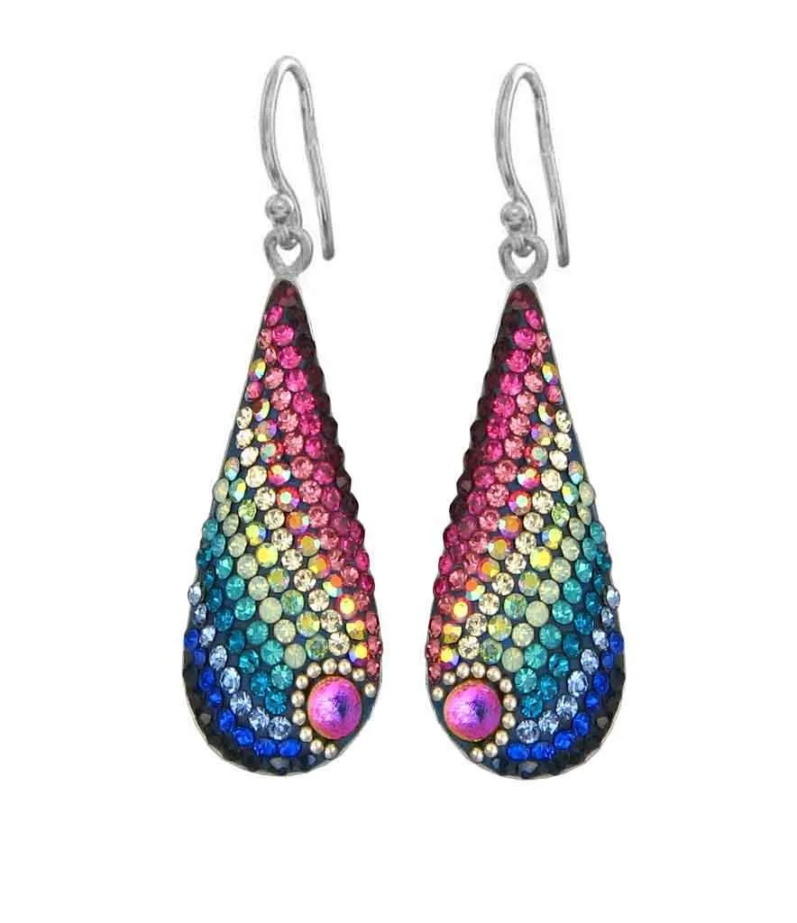 Mosaic Crystal Earrings, Elongated Teardrop, Large