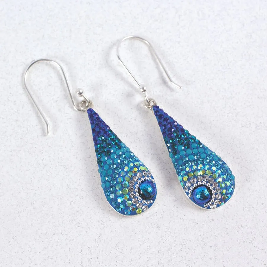 Mosaic Crystal Earrings, Elongated Teardrop, Large