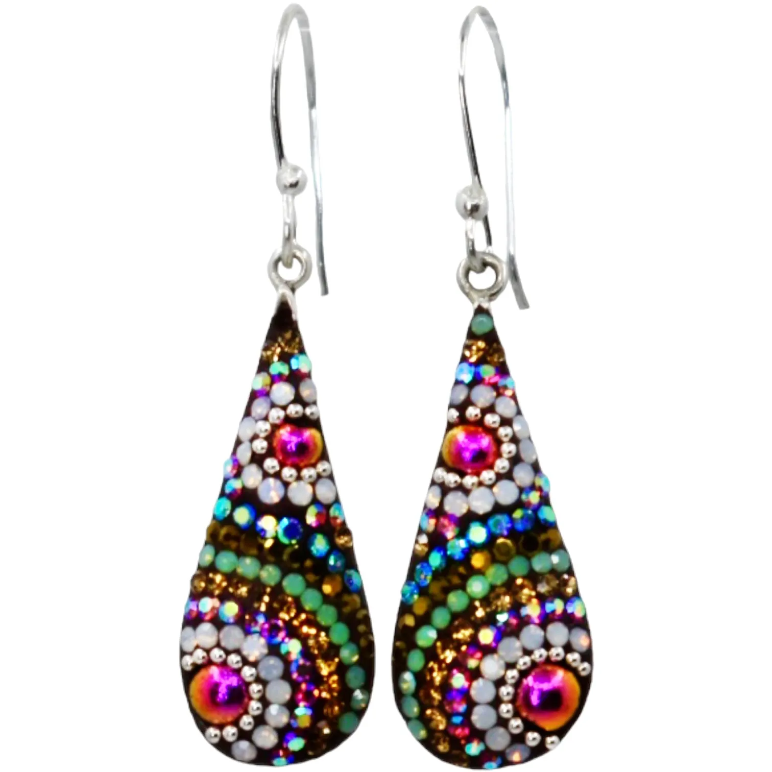 Mosaic Crystal Earrings, Elongated Teardrop, Large