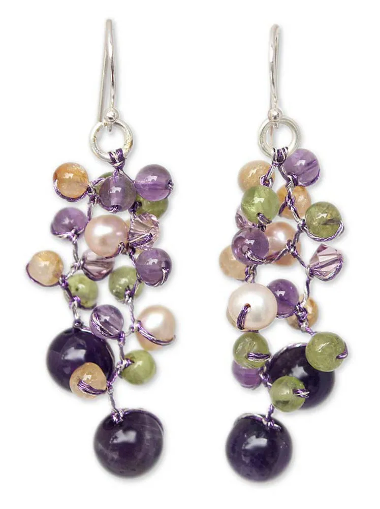 Mystic Passion Multi-Gem Pearl Earrings