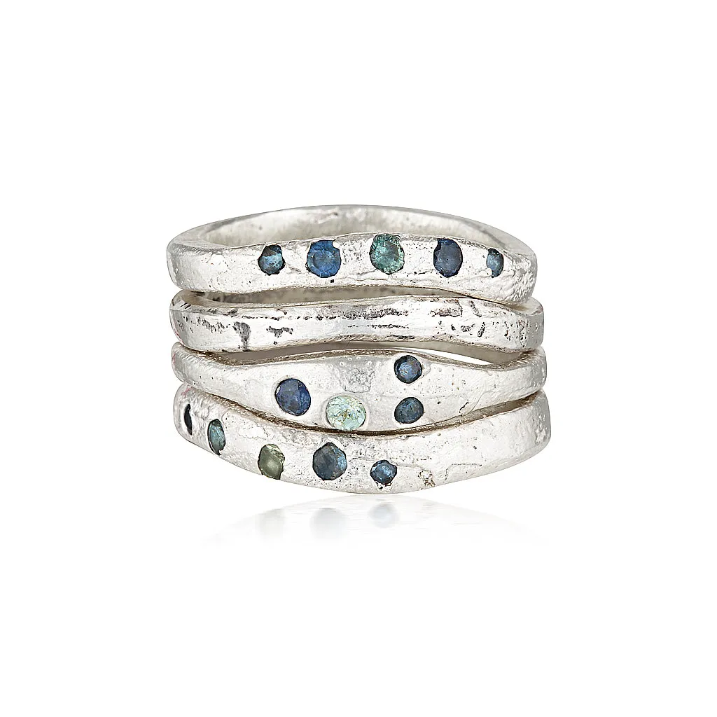 Neap Tidal Ring - Silver & Teal Sapphire