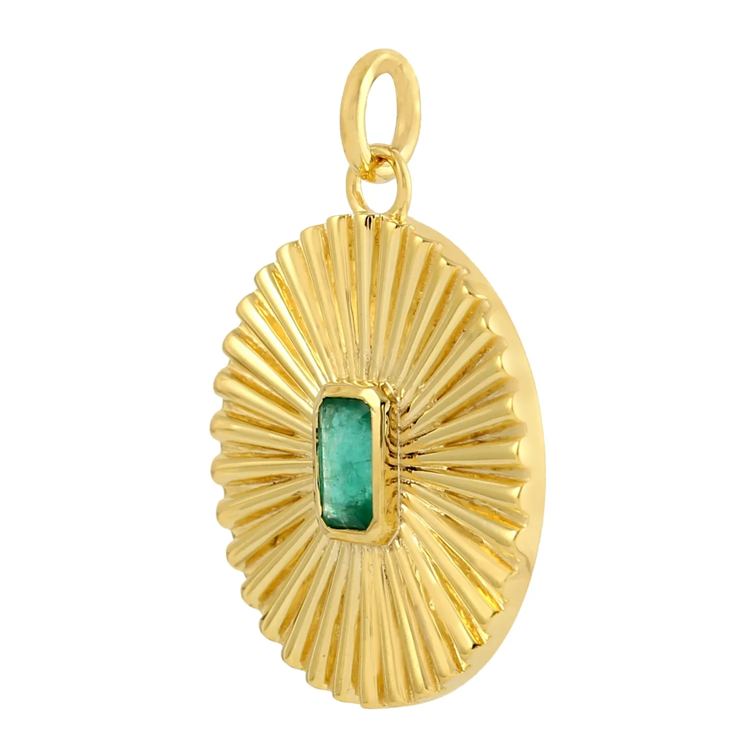 Octagon Emerald May Birthstone Pendant 14k Yellow Gold Jewelry For Her