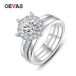 OEVAS Sparkling Real 1 Carat Diamond Bridal Rings Set Top Quality 100% 925 Sterling Silver Wedding Party Fine Jewelry Gifts