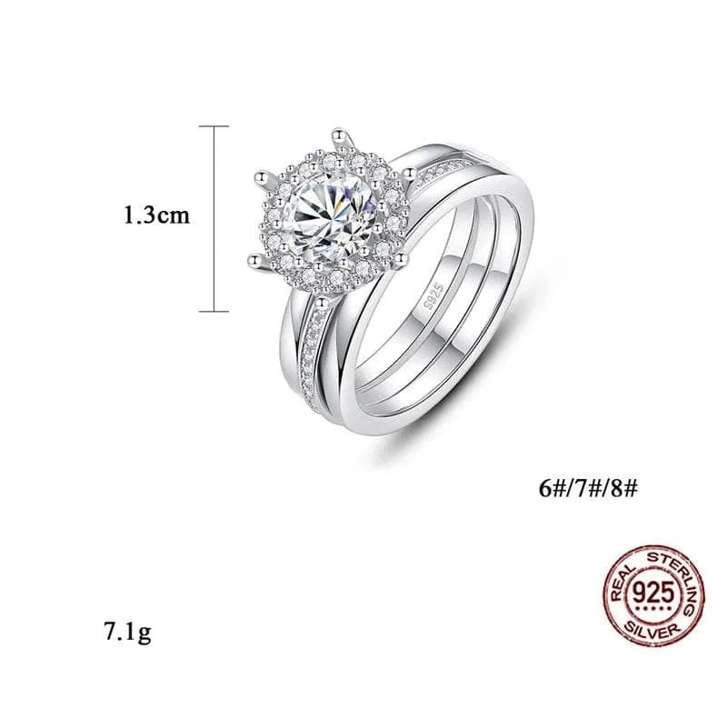 OEVAS Sparkling Real 1 Carat Diamond Bridal Rings Set Top Quality 100% 925 Sterling Silver Wedding Party Fine Jewelry Gifts