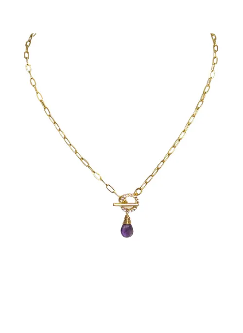 Olivia Amethyst Necklace with CZ's