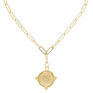 Paper Clip Gold Coin Necklace