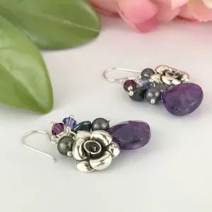 Paradise Rose Earrings (Purple) - VE536