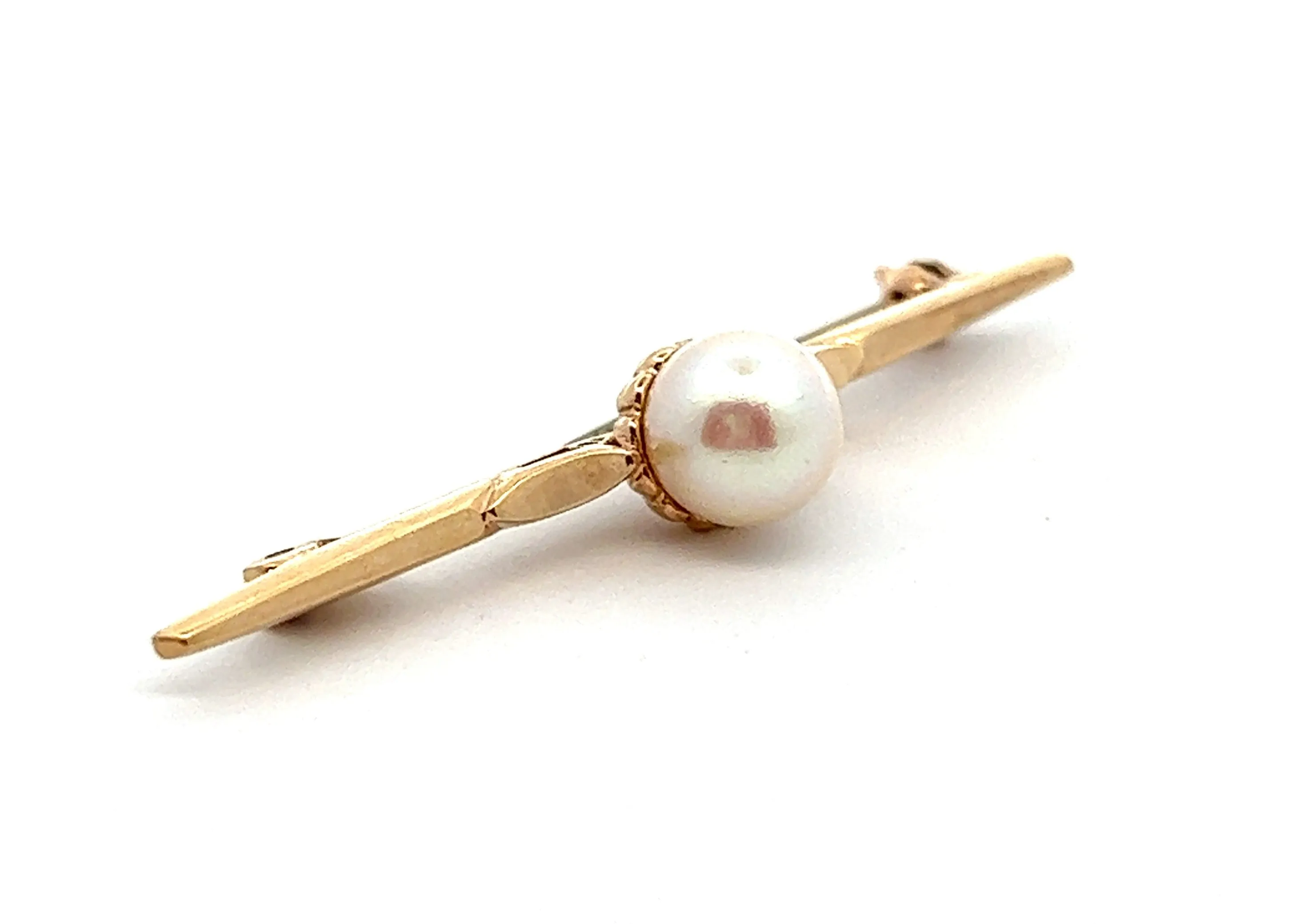 Pearl 9ct Yellow Gold Bar Brooch