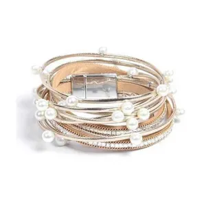 Pearl leather bangle wrap