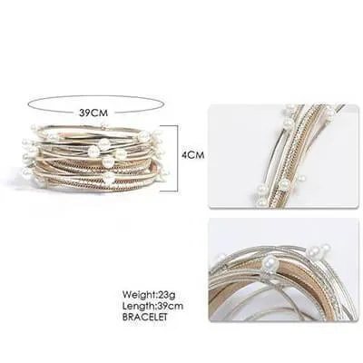 Pearl leather bangle wrap