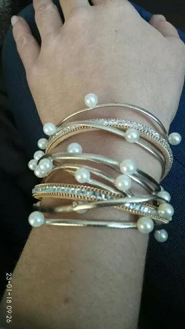 Pearl leather bangle wrap