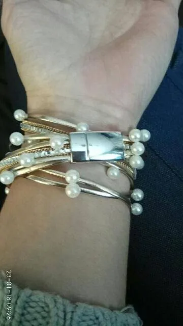 Pearl leather bangle wrap