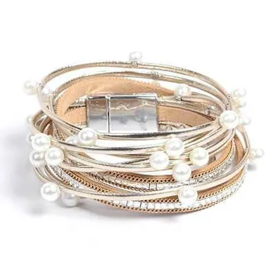 Pearl leather bangle wrap