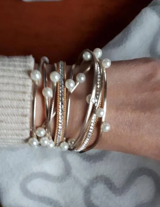 Pearl leather bangle wrap