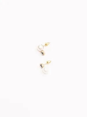 Pearl/Crystal Dagger Stud Earrings