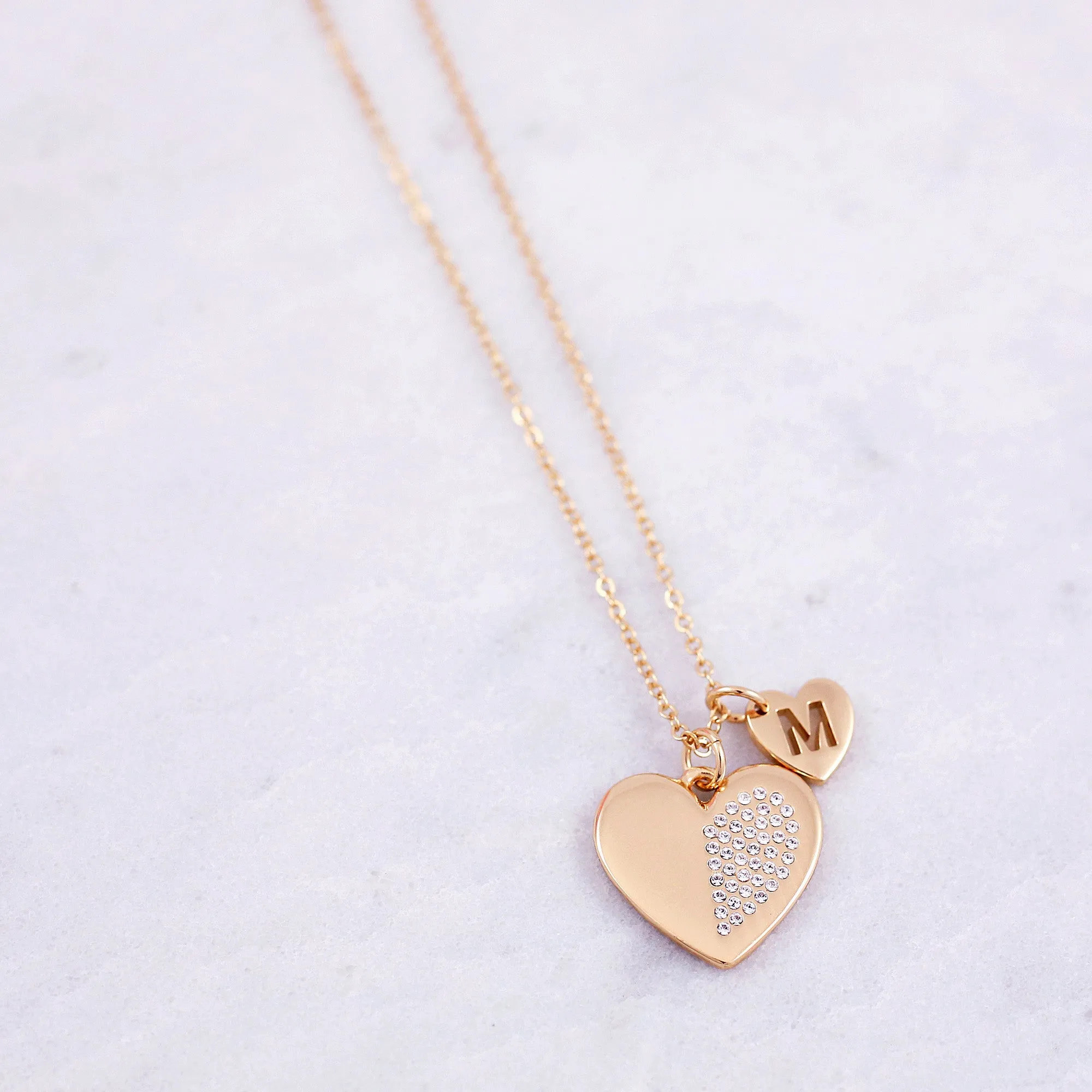 Personalised Friendship Necklaces | Crystal Hearts | Matching Sets