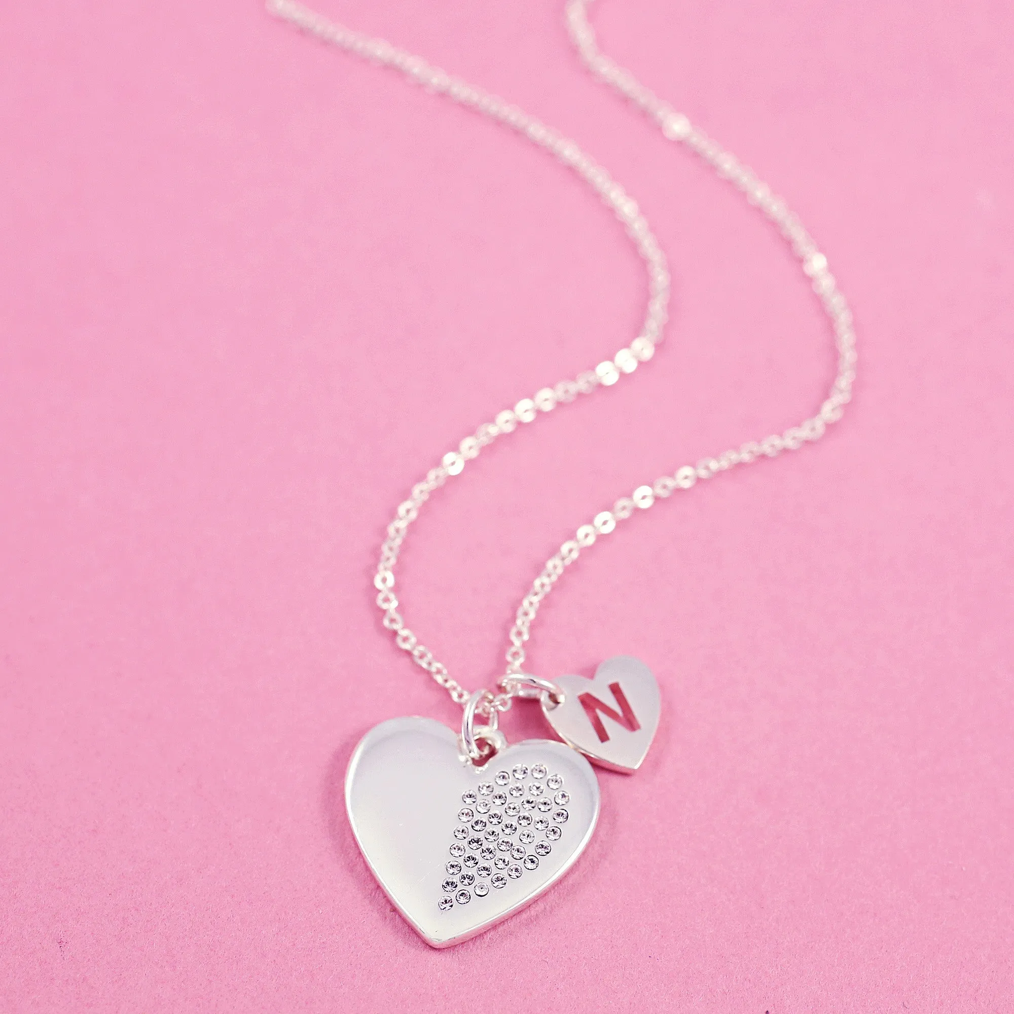 Personalised Friendship Necklaces | Crystal Hearts | Matching Sets