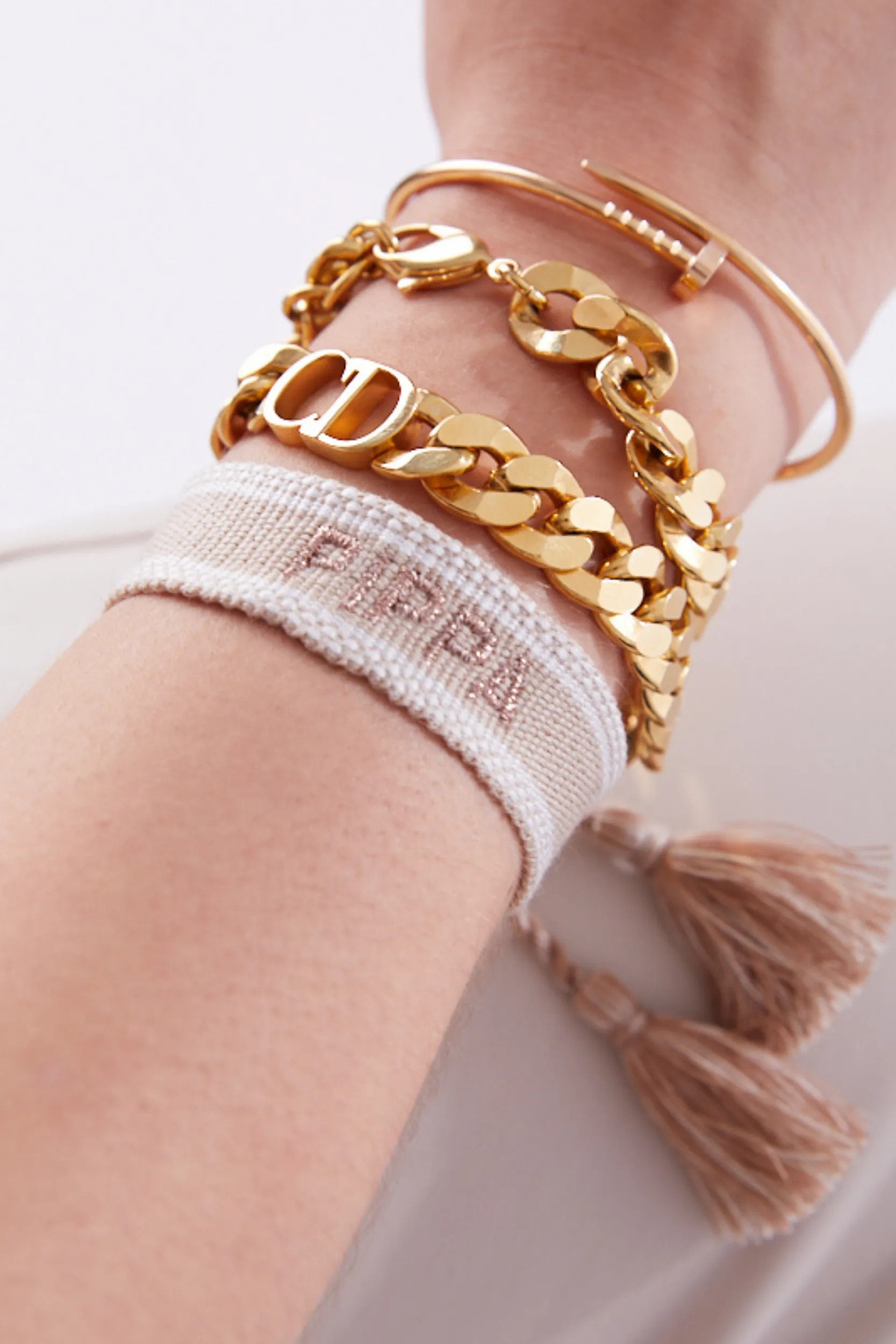 Personalised Woven Bracelet - Beige