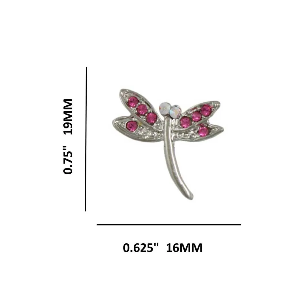 Pink Crystal Dragonfly Stud Pierced Earring - PRI078FE