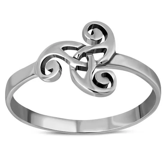 Plain Celtic Triskele Triple Spiral Silver Ring