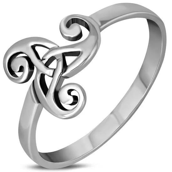 Plain Celtic Triskele Triple Spiral Silver Ring