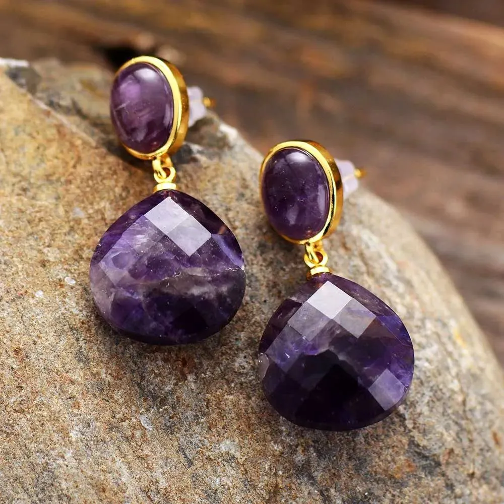 Purple Amethyst Drop Earrings