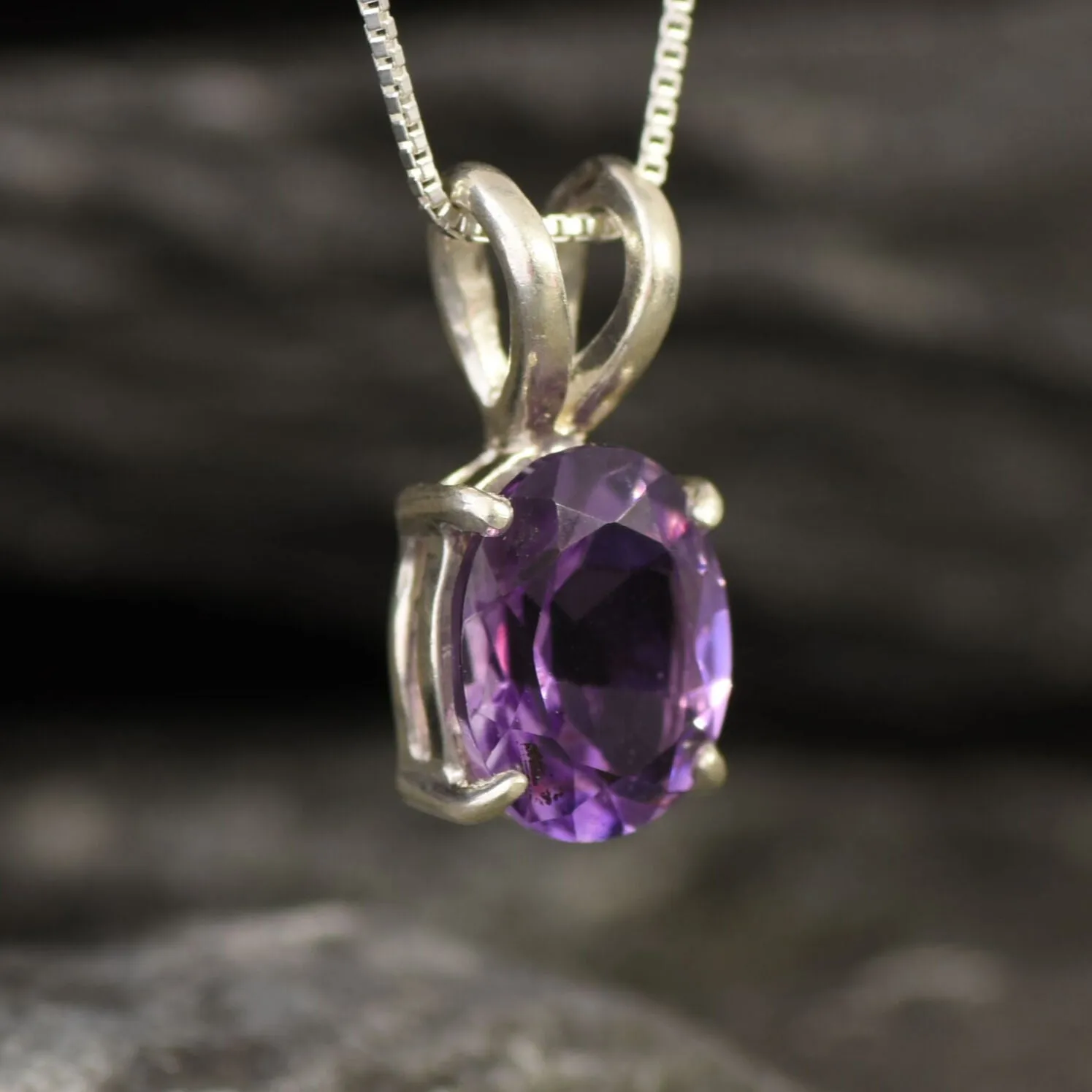 Purple Amethyst Pendant - Natural Amethyst Necklace - February Birthstone Necklace