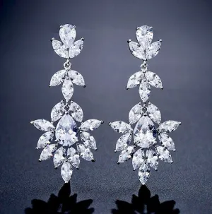 "Aleandra" - Cubic Zirconia Bridal Earrings - Available in Silver and Rose Gold