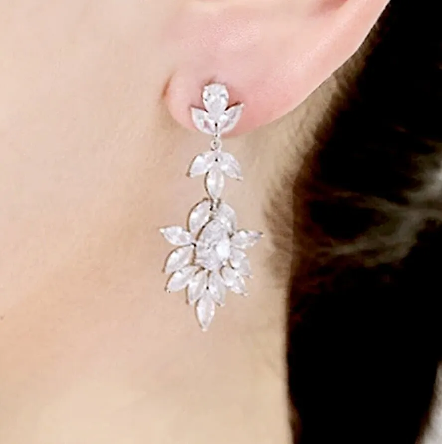 "Aleandra" - Cubic Zirconia Bridal Earrings - Available in Silver and Rose Gold