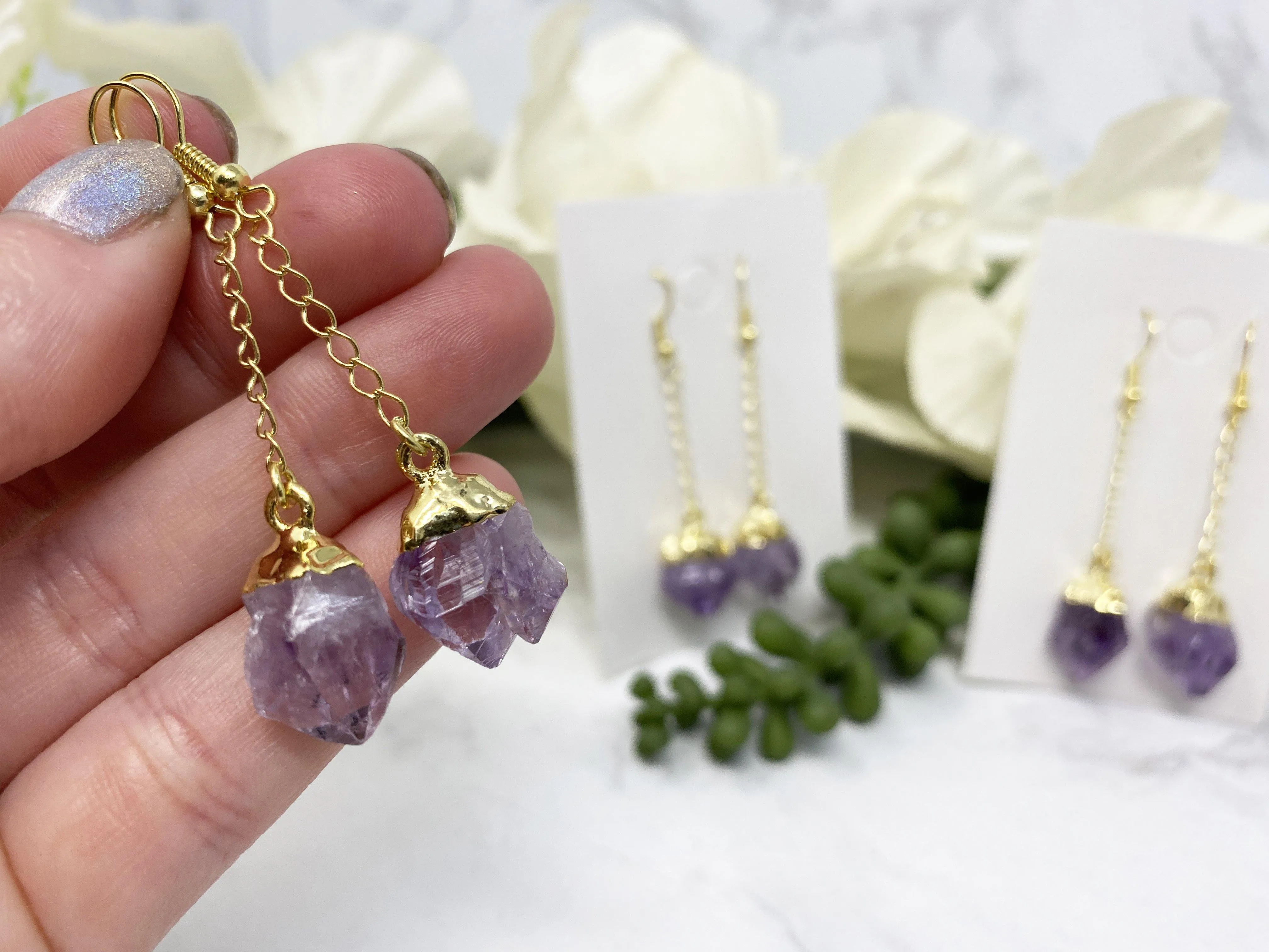 Raw Amethyst Earrings