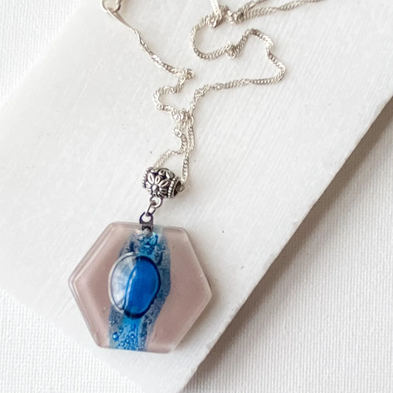 Recycled Fused Glass Necklaces - Hexagon