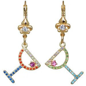 Ritzy Couture Pave Crystal Margarita Cocktail Leverback Earrings (Goldtone)