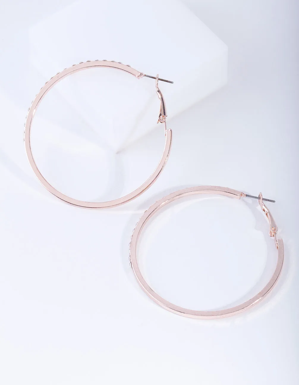 Rose Gold Small Diamond Hoop Earrings