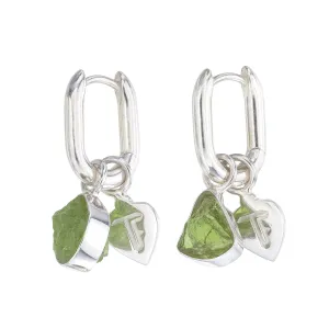 ROUGH GEM CHARM - OVAL HOOPS - PERIDOT - SILVER