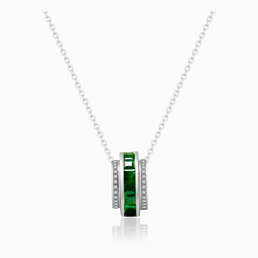 Roulette Verte Emerald Pendant Necklace