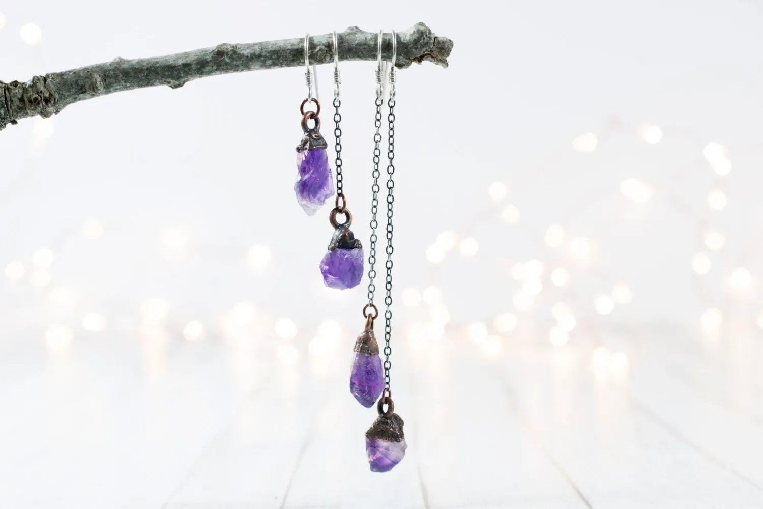 SALE Raw crystal  | Amethyst crystal earrings