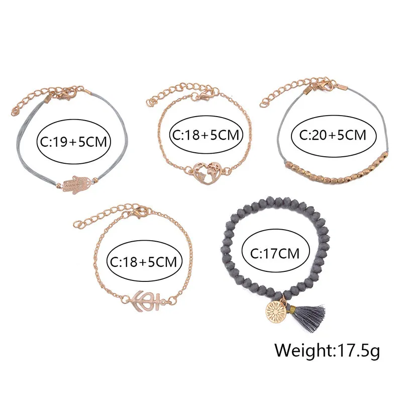 SEXY SPARKLES Stackable Bracelets Multilayer Boho Bracelet Sets Beads Metal Chain Rope Adjustabl Bracelets for Women Elastic Rope Charm Bangle Bracelet Best Women Teen Girls Gift